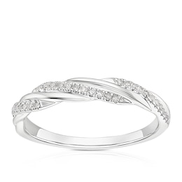 9ct White Gold 0.12ct Diamond Twist Eternity Ring