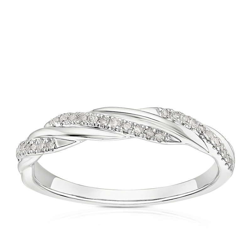 Main Image 1 of 9ct White Gold 0.12ct Diamond Twist Eternity Ring