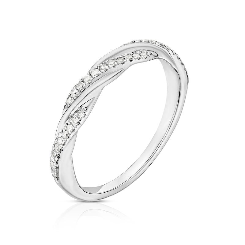 Main Image 2 of 9ct White Gold 0.12ct Diamond Twist Eternity Ring