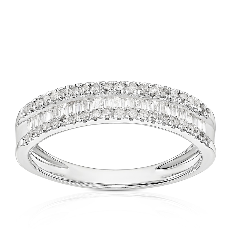 Main Image 1 of 9ct White Gold 0.33ct Diamond Baguette & Round Eternity Ring