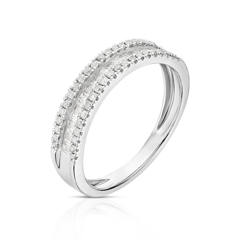 Main Image 2 of 9ct White Gold 0.33ct Diamond Baguette & Round Eternity Ring