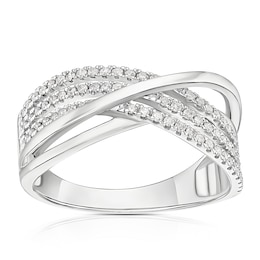 9ct White Gold 0.25ct Diamond Crossover Eternity Ring