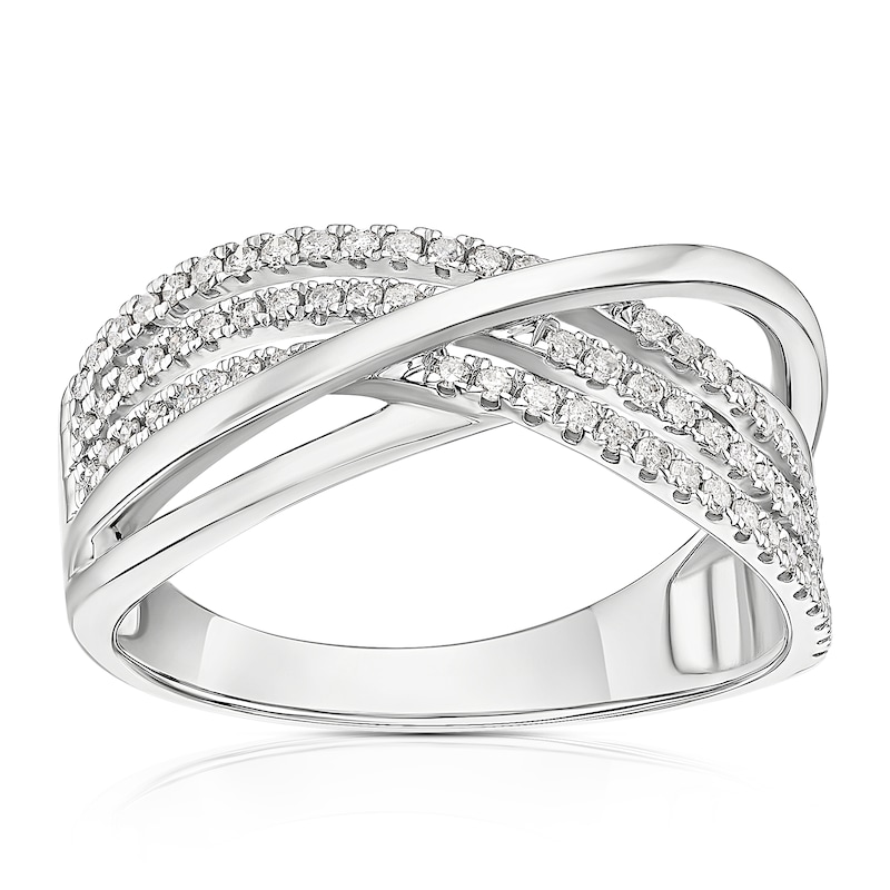 Main Image 1 of 9ct White Gold 0.25ct Diamond Crossover Eternity Ring