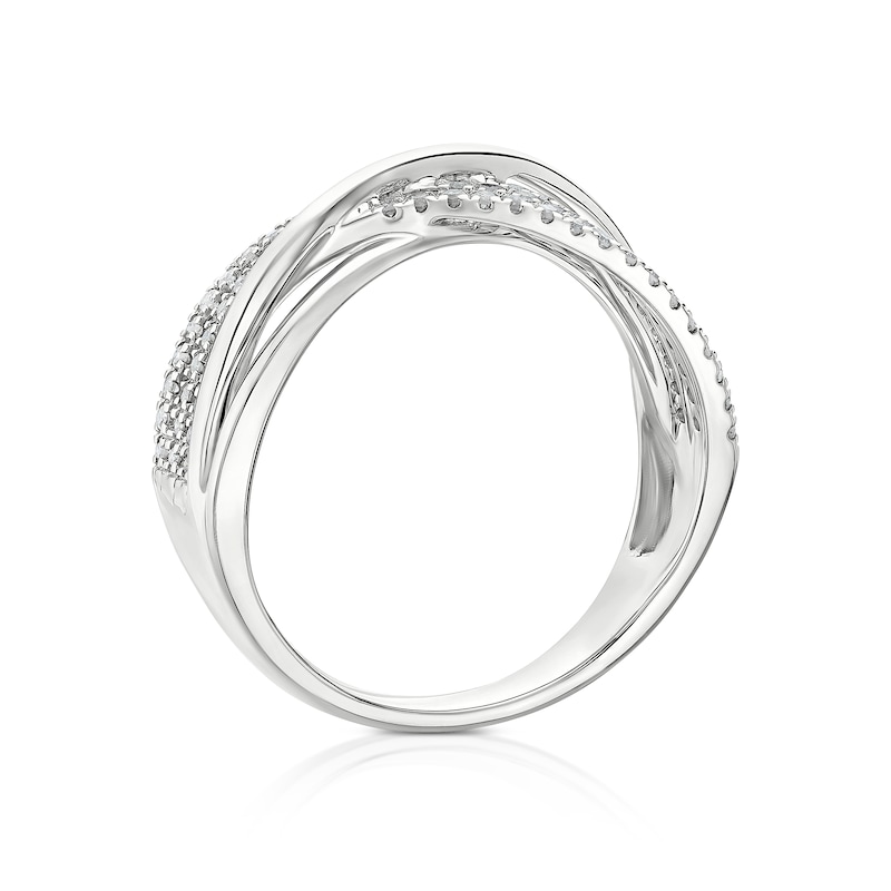 Main Image 3 of 9ct White Gold 0.25ct Diamond Crossover Eternity Ring