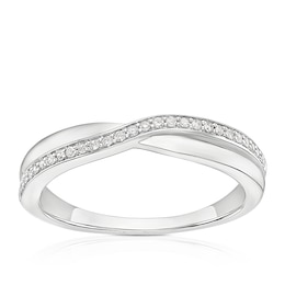 9ct White Gold Diamond Crossover Eternity Ring