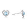 Thumbnail Image 1 of 9ct White Gold Diamond & Swiss Blue Topaz Heart Earrings