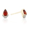 Thumbnail Image 1 of 9ct Yellow Gold Diamond & Pear Garnet Stud Earrings