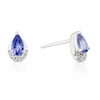 Thumbnail Image 1 of 9ct White Gold Diamond & Pear Tanzanite Stud Earrings