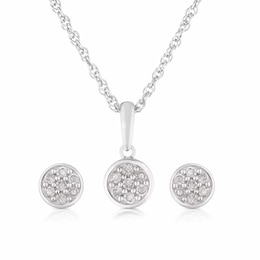 Sterling Silver 0.17ct Diamond Round Cluster Jewellery Set