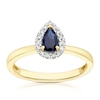 Thumbnail Image 1 of 9ct Yellow Gold Diamond & Sapphire Pear Ring