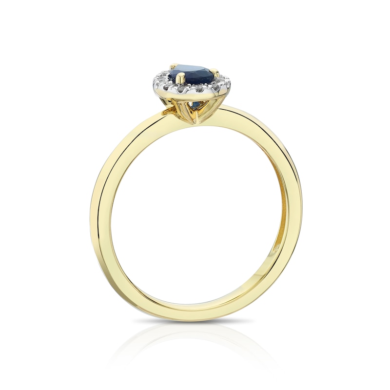 Main Image 3 of 9ct Yellow Gold Diamond & Sapphire Pear Ring