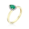 Thumbnail Image 2 of 9ct Yellow Gold Diamond & Emerald Pear Ring