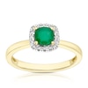 Thumbnail Image 1 of 9ct Yellow Gold Diamond & Emerald Cushion Ring