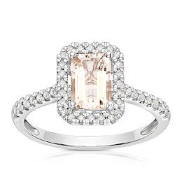 9ct White Gold 0.18ct Diamond & Morganite Ring