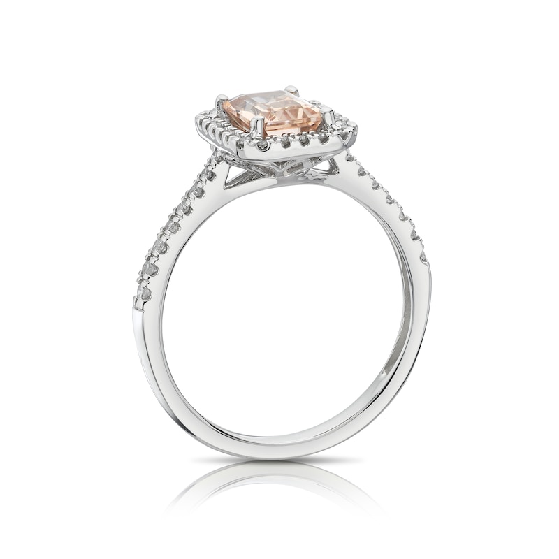 Main Image 3 of 9ct White Gold 0.18ct Diamond & Morganite Ring