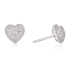 9ct White Gold 0.20ct Diamond Heart Stud Earrings