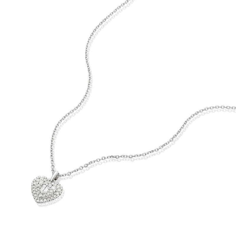 Main Image 2 of 9ct White Gold 0.20ct Diamond Heart Pendant Necklace