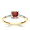 Thumbnail Image 1 of 9ct Yellow Gold Diamond & Princess Garnet Halo Ring