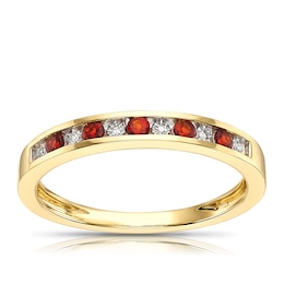 9ct Yellow Gold Diamond & Garnet Eternity Ring