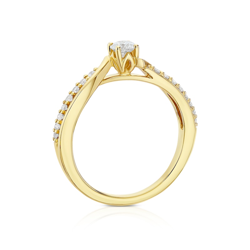 Main Image 3 of 9ct Yellow Gold 0.33ct Diamond Twist Solitaire Ring