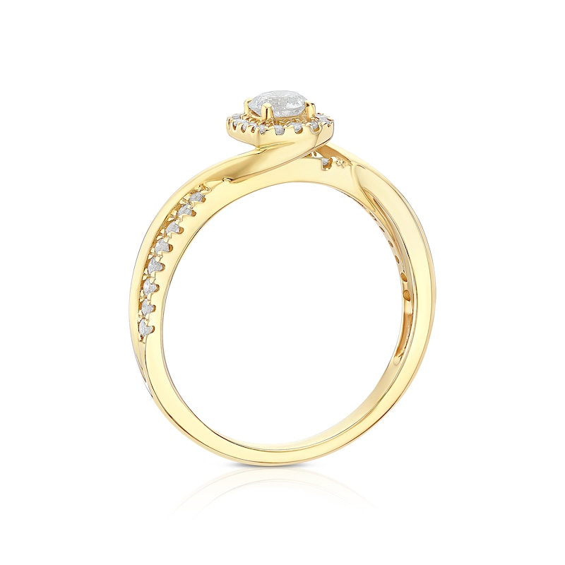 Main Image 3 of 9ct Yellow Gold 0.33ct Diamond Twisted Cushion Halo Ring