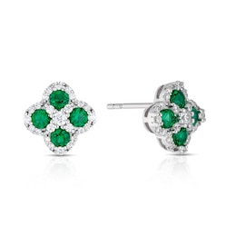 Sterling Silver Green Cubic Zirconia Clover Studs