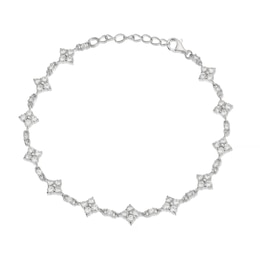 Sterling Silver Cubic Zirconia Flower Detail Bracelet