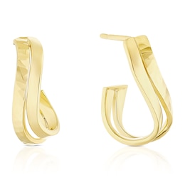 9ct Yellow Gold Diamond Cut Twisted Hoop Earrings