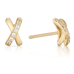 9ct Yellow Gold Cubic Zirconia Cross Stud Earrings