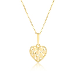 Children's 9ct Yellow Gold Diamond Cut Heart Pendant 14+2" Necklace