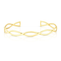 9ct Yellow Gold Twisted Cuff Bangle