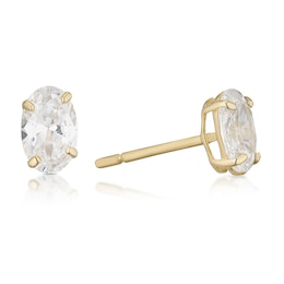 9ct Yellow Gold Oval Cubic Zirconia Stud Earrings