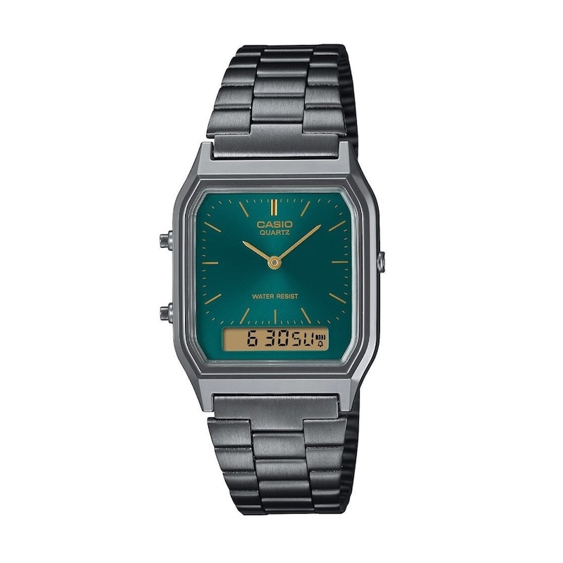 Main Image 1 of Casio Vintage Green Digital Dial Grey Stainless Steel Watch