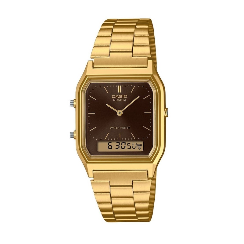 Main Image 1 of Casio Vintage Gold Tone Brown Digital Dial Stainless Steel Watch