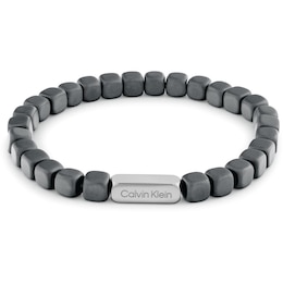 Calvin Klein Men's Grey Plated Matte Beaded Bracelet