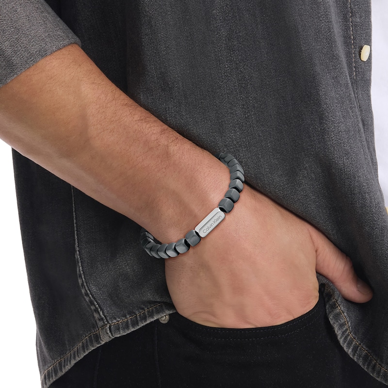 Main Image 3 of Calvin Klein Men's Grey Plated Matte Beaded Bracelet