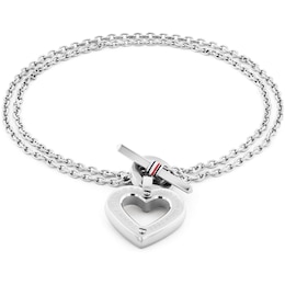 Tommy Hilfiger Ladies' Toggle Heart Pendant Stainless Steel Bracelet