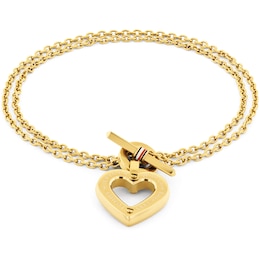 Tommy Hilfiger Ladies' Gold Tone Toggle Heart Pendant Bracelet