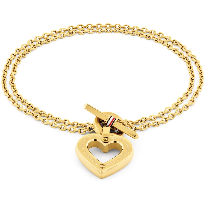 Main Image 1 of Tommy Hilfiger Ladies' Gold Tone Toggle Heart Pendant Bracelet