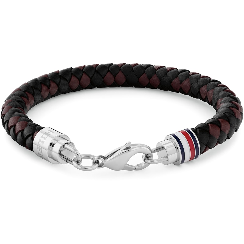 Main Image 1 of Tommy Hilfiger Men's Black & Brown Braided Leather Bracelet