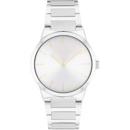 Calvin Klein Ladies' Silver Dial Gold Accents Stainless Steel Bracelet Watch