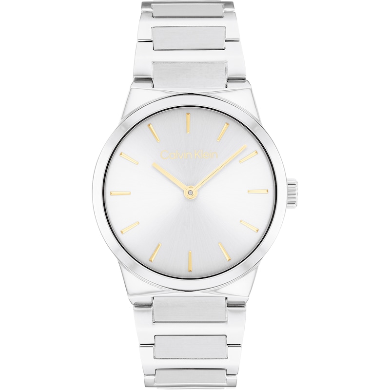 Main Image 1 of Calvin Klein Ladies' Silver Dial Gold Accents Stainless Steel Bracelet Watch