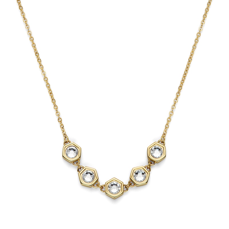 Main Image 1 of Olivia Burton Ladies' Ever Stacked Crystal Hex Honeycomb Light Gold Tone Necklace