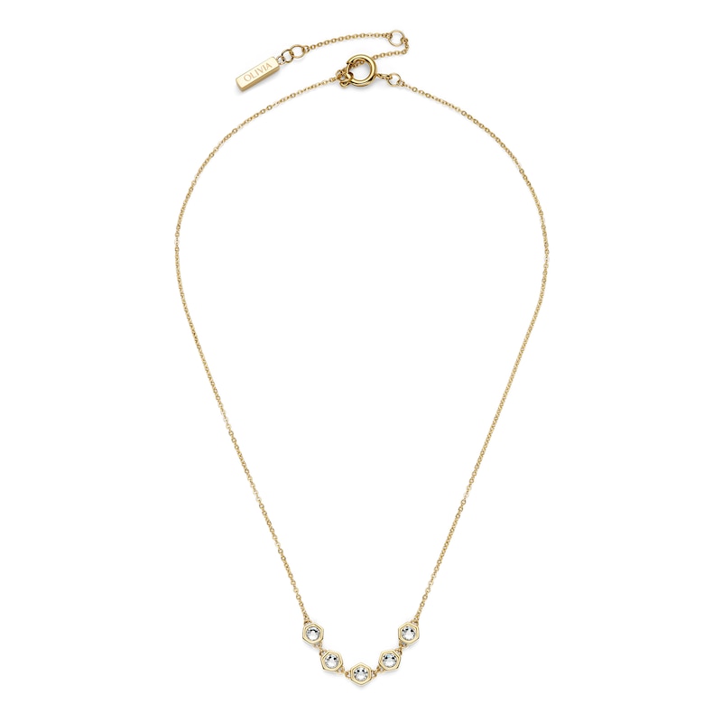 Main Image 2 of Olivia Burton Ladies' Ever Stacked Crystal Hex Honeycomb Light Gold Tone Necklace