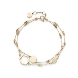 Olivia Burton Ladies' Honeycomb Classic Light Gold Tone Double Layered Bracelet