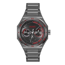 HUGO #GRAIL SPORT Men's Grey IP Bracelet Watch