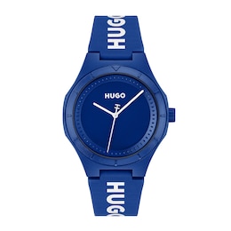 HUGO #LIT FOR HIM Cobalt Blue Silicone Strap Watch