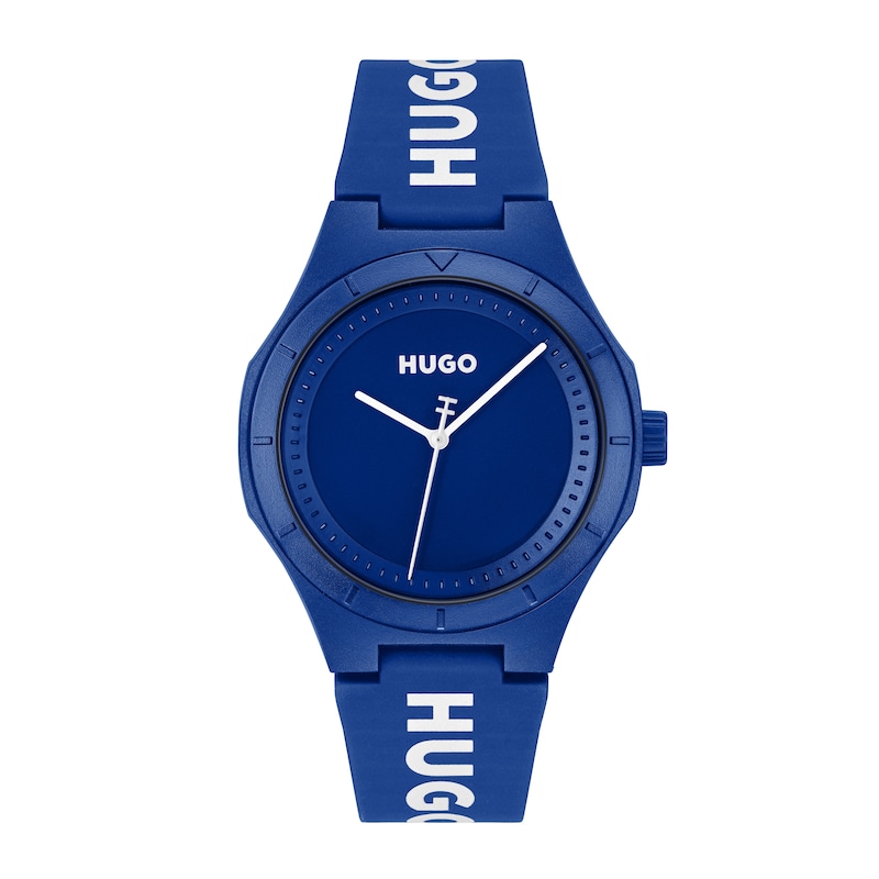 Main Image 1 of HUGO #LIT FOR HIM Cobalt Blue Silicone Strap Watch