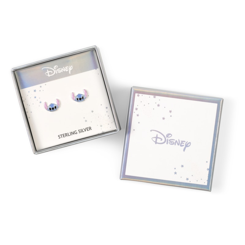 Main Image 4 of Disney Sterling Silver Stitch Enamel Stud Earrings