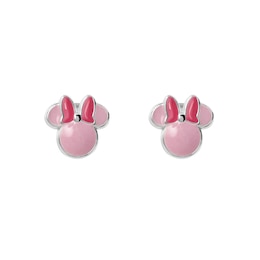 Disney Sterling Silver Minnie Mouse Pink Enamel Stud Earrings